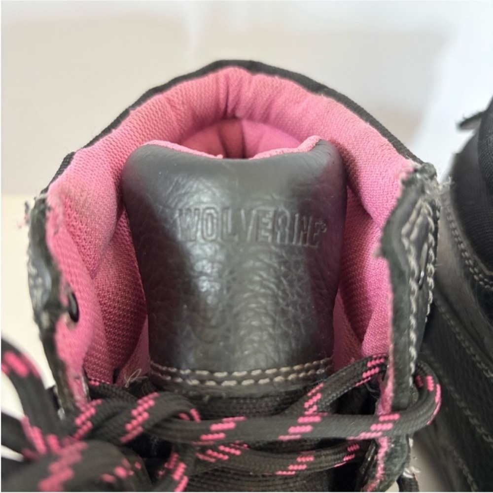 Wolverine Waterproof Work Boots Composite Toe Piper Leather Black Pink Size 8 - Picture 10 of 14